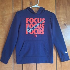 Nike Kids' Blue Hoodie with Red Graphic